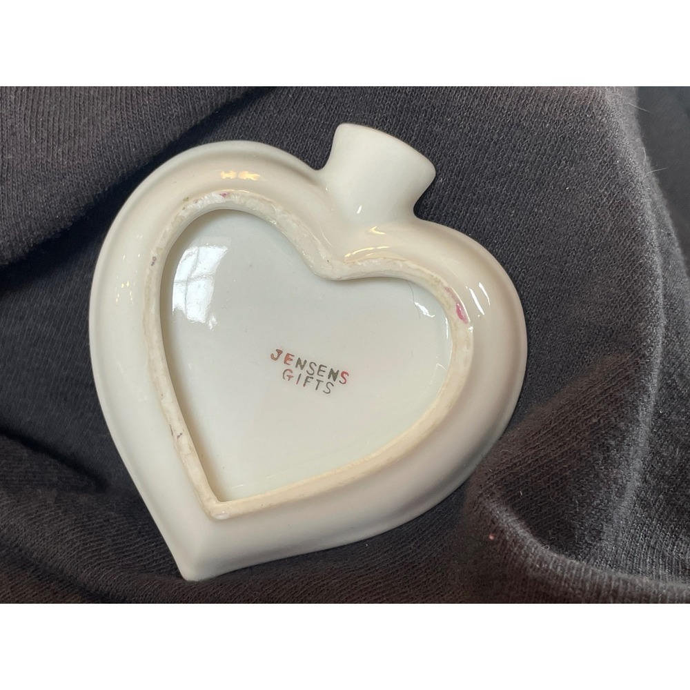 Vintage Lefton Jensens Gifts Heart Porcelain Rose Trinket Bowl & 3 Ashtrays Set - Picture 6 of 14